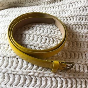 J. Crew yellow patent leather skinny belt sz. S.